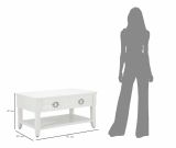 Tavolino soggiorno rettangolare bianco 90x60x47h cm con 2 cassetti - Taylor