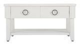 Tavolino soggiorno rettangolare bianco 90x60x47h cm con 2 cassetti - Taylor