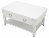 Tavolino soggiorno rettangolare bianco 90x60x47h cm con 2 cassetti - Taylor