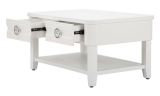 Tavolino soggiorno rettangolare bianco 90x60x47h cm con 2 cassetti - Taylor