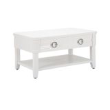 Tavolino soggiorno rettangolare bianco 90x60x47h cm con 2 cassetti - Taylor