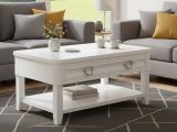 Tavolino soggiorno rettangolare bianco 90x60x47h cm con 2 cassetti - Taylor