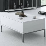 Tavolino soggiorno rettangolare bianco e argento 90x60x40h cm - Vespero