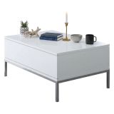 Tavolino soggiorno rettangolare bianco e argento 90x60x40h cm - Vespero
