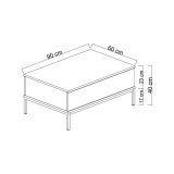 Tavolino soggiorno rettangolare bianco e argento 90x60x40h cm - Vespero