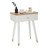 Tavolino soggiorno rettangolare bianco e marrone 45x32x62h cm con 1 cassetto - Fridal