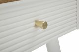 Tavolino soggiorno rettangolare bianco e marrone 45x32x62h cm con 1 cassetto - Fridal