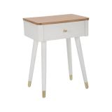 Tavolino soggiorno rettangolare bianco e marrone 45x32x62h cm con 1 cassetto - Fridal