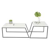 Tavolino soggiorno rettangolare bianco e nero 88x50x38h cm - Tavo