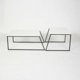 Tavolino soggiorno rettangolare bianco e nero 88x50x38h cm - Tavo