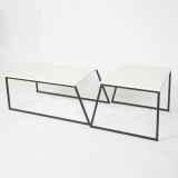 Tavolino soggiorno rettangolare bianco e nero 88x50x38h cm - Tavo