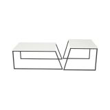 Tavolino soggiorno rettangolare bianco e nero 88x50x38h cm - Tavo