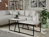 Tavolino soggiorno rettangolare bianco e nero 88x50x38h cm - Tavo