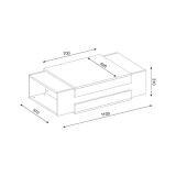 Tavolino soggiorno rettangolare bianco e noce 110x57x31h cm - Corineo