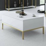 Tavolino soggiorno rettangolare bianco e oro 90x60x40h cm - Vespero