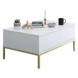 Tavolino soggiorno rettangolare bianco e oro 90x60x40h cm - Vespero