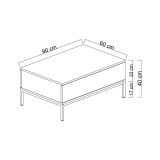 Tavolino soggiorno rettangolare bianco e oro 90x60x40h cm - Vespero