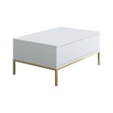 Tavolino soggiorno rettangolare bianco e oro 90x60x40h cm - Vespero