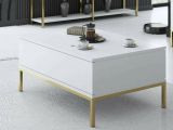 Tavolino soggiorno rettangolare bianco e oro 90x60x40h cm - Vespero