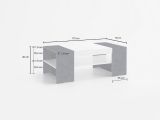 Tavolino soggiorno rettangolare bianco lucido e ardesia 110x60x40h cm - Ashar
