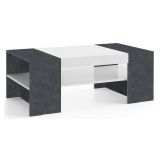 Tavolino soggiorno rettangolare bianco lucido e ardesia 110x60x40h cm - Ashar