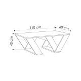 Tavolino soggiorno rettangolare bianco opaco 110x60x40h cm - Mercedes