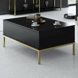 Tavolino soggiorno rettangolare nero e oro 90x60x40h cm - Vespero