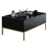 Tavolino soggiorno rettangolare nero e oro 90x60x40h cm - Vespero