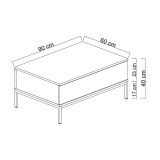 Tavolino soggiorno rettangolare nero e oro 90x60x40h cm - Vespero