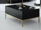 Tavolino soggiorno rettangolare nero e oro 90x60x40h cm - Vespero