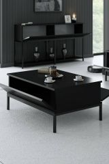 Tavolino soggiorno rettangolare nero opaco 90x60x40h cm - Vespero