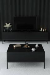 Tavolino soggiorno rettangolare nero opaco 90x60x40h cm - Vespero