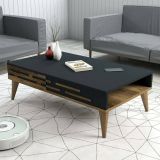 Tavolino soggiorno rettangolare noce e antracite 105x34x60h cm - Mansuk