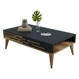 Tavolino soggiorno rettangolare noce e antracite 105x34x60h cm - Mansuk