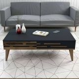 Tavolino soggiorno rettangolare noce e antracite 105x34x60h cm - Mansuk