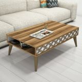 Tavolino soggiorno rettangolare noce e bianco 105x60x36h cm - Paz