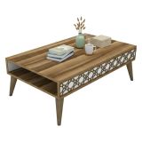 Tavolino soggiorno rettangolare noce e bianco 105x60x36h cm - Paz