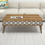 Tavolino soggiorno rettangolare noce e bianco 105x60x36h cm - Paz
