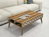 Tavolino soggiorno rettangolare noce e bianco 105x60x36h cm - Paz