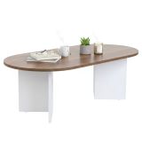 Tavolino soggiorno rettangolare noce e bianco 119x60x40h cm - Elain