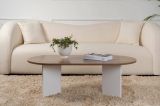 Tavolino soggiorno rettangolare noce e bianco 119x60x40h cm - Elain