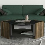 Tavolino soggiorno rettangolare noce e nero 75x75x40h cm - Baone