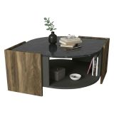 Tavolino soggiorno rettangolare noce e nero 75x75x40h cm - Baone