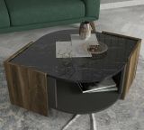 Tavolino soggiorno rettangolare noce e nero 75x75x40h cm - Baone