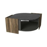 Tavolino soggiorno rettangolare noce e nero 75x75x40h cm - Baone
