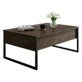 Tavolino soggiorno rettangolare noce e nero 90x60x40h cm - Lavinia
