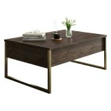 Tavolino soggiorno rettangolare noce e oro 90x60x40h cm - Lavinia