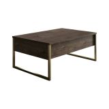 Tavolino soggiorno rettangolare noce e oro 90x60x40h cm - Lavinia