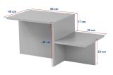 Tavolino soggiorno rettangolare pino 80x40x40h cm design - Varian