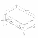 Tavolino soggiorno rettangolare quercia 90x41x54h cm - Basilica